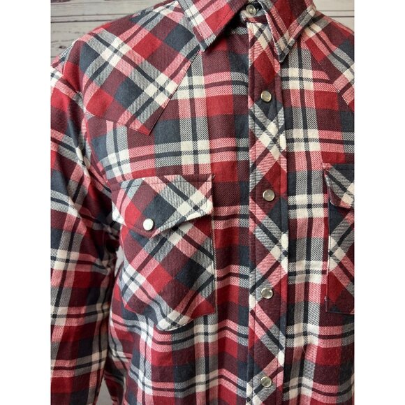 Stir-Ups Western Model Flannel pearl snap shirt Medium Shacket Mens Vintage - Picture 7 of 10